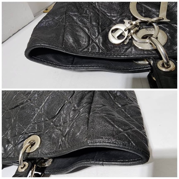 Authentic Christian Dior Soft Lambskin Quilted Tote Black - Picture 10 of 12